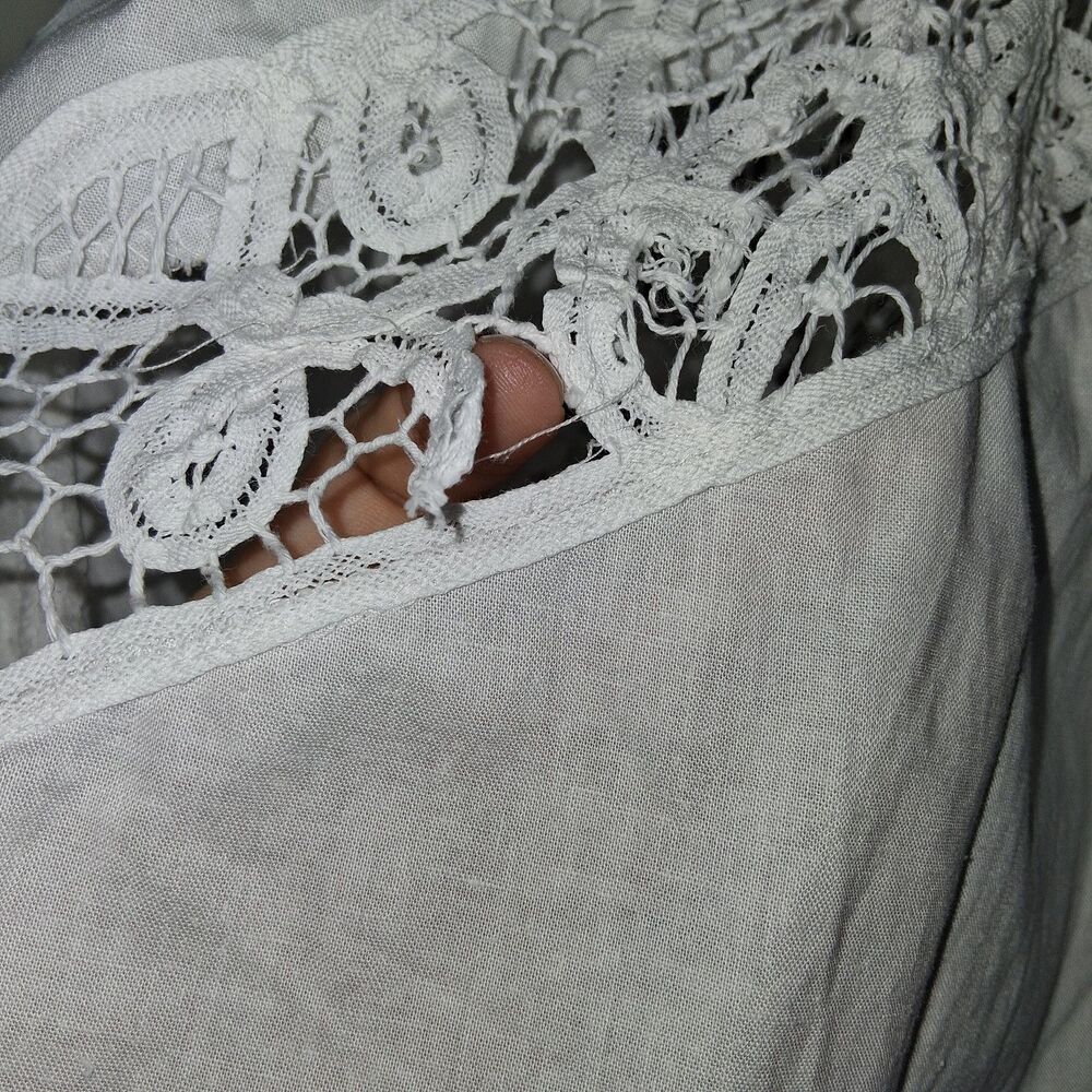 Vintage Victoria Secret Gold Label Cotton Battenburg Lace Maxi Robe White PS - Picture 11 of 12